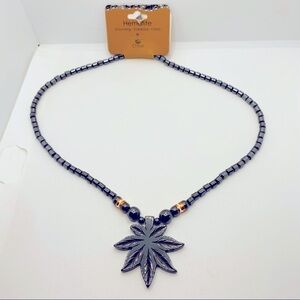 Necklace Hematite Leaf. Well Made